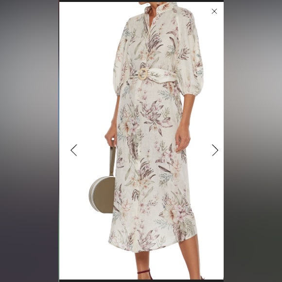 Zimmermann | Dresses | Zimmermann Wayfarer Belted Floral Print Linen Midi  Dress In Ivory Sz Us 2 | Poshmark